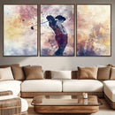 Abstract Watercolor Golf Player Wall Art Canvas Print