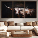 Texas Longhorn Wall Art Canvas Print | Western Ranch Decor |