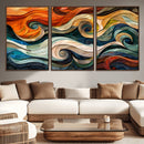 Abstract Wave Wall Art | Ready to Hang Framed Canvas Print |