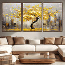 Golden Tree Canvas Print | Abstract Wall Art for Modern