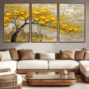 Yellow Blossom Tree Canvas Wall Art - Floral Abstract Modern