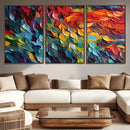Vibrant Abstract Leaf Wall Art Canvas Print | Bold Colorful