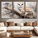Barn Owl Wall Art | Watercolor Barn Owl Canvas Print |