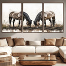 Chines Ink Style Horses Wall Art Canvas Print