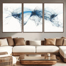 Flight Route Map Wall Art Canvas Print, Abstract Air Traffic