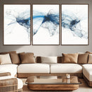 Flight Route Map Wall Art Canvas Print, Abstract Air Traffic