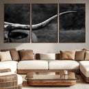Cow Longhorn Wall Art | Black and White Print | Ready to by MyGreatCanvas | Canvas Wall Art Prints | Photo Prints & Wall Decor