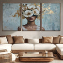 Golden Petal Wall Art - Petal Silhouette Woman Wall Art by MyGreatCanvas | Canvas Wall Art Prints | Photo Prints & Wall Decor