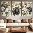 Farmhouse Wall Art | Western Longhorn Cattle Canvas Print | by MyGreatCanvas | Canvas Wall Art Prints | Photo Prints & Wall Decor