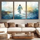 Watercolor Jesus Walking on Water Canvas Print, Christian