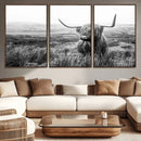 Scottish Highland Cow Wall Art | Black and White Canvas by MyGreatCanvas | Canvas Wall Art Prints | Photo Prints & Wall Decor