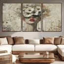Abstract Floral Women Patel Wall Art Canvas Print