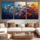 Vibrant Abstract Fish Swarm Art – Colorful Fish Inspired