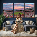 Carter-Finley Stadium Art Sunset Game Triple Canvas Wall Art