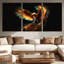 Fiery Phoenix Canvas Print | Ready to Hang Wall Art | Bold