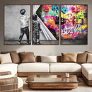 Banksy Print - Street Art Canvas Wall Art - Kids Revealing