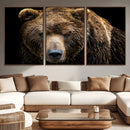 Grizzly Brown Bear Canvas Wall Art, Wildlife Animal Canvas