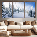 Winter Ski Lift Wall Art Print - Landscape Wall Art | Snowy