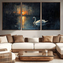 Abstract Swan on Water Wall Art Canvas Print - Elegant