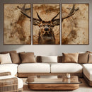 Wood Abstract Deer Wall Art | Rustic Wildlife Canvas Print |