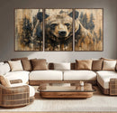 Majestic Grizzly 399 Bear Wall Art | 3-Panel Rustic Canvas