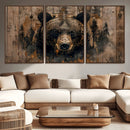 Rustic Grizzly 399 Wall Art | Triptych Canvas Print | Rustic