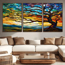 Vibrant Mosaic Tree of Life Wall Art | Stained Glass Style