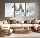 Large Wall Art Canvas Print – Beautiful Running White Horses