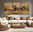 Large Wall Art Canvas Print – Two Running Brown Horses