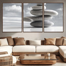 Still Life Black and White Zen Stones Wall Art Canvas,
