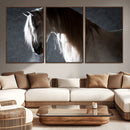Large Wall Art Cream Colored Horse on Grey Background Canvas