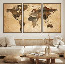 Push Pin World Map Canvas Print – Framed Travel Tracker Wall by MyGreatCanvas | Canvas Wall Art Prints | Photo Prints & Wall Decor