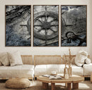 Ship Steering Wheel Vintage Wall Art Canvas Print