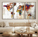 Vintage World Map Canvas Wall Art Print, Warm Tone Global by MyGreatCanvas | Canvas Wall Art Prints | Photo Prints & Wall Decor