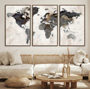 Abstract Map Printing - Modern World Map Canvas Wall Art for