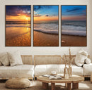 Sunset and Beach at Night Wall Art Canvas Print