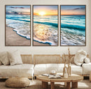 Sunset Beach Waves Canvas Wall Art – 5-Panel Ocean Sunset by MyGreatCanvas | Canvas Wall Art Prints | Photo Prints & Wall Decor
