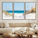 Serene Coastal Dune Path with Ocean View, 3-Panel Beach