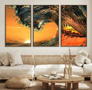 Surf Wave Sunset Canvas Wall Art Print, 3-Panel Ocean by MyGreatCanvas | Canvas Wall Art Prints | Photo Prints & Wall Decor