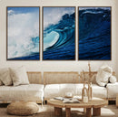 Ocean Wave at Sunset Canvas Art, Large Wall Print of Vibrant