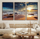 Golden Hour Beach Sunset Canvas Triptych, Ocean Waves and by MyGreatCanvas | Canvas Wall Art Prints | Photo Prints & Wall Decor