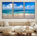 Tropical Beach 3-Panel Canvas Wall Art – Serene Ocean Waves
