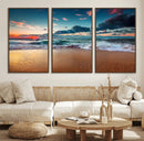 Sunset Ocean Beach Wall Art – Giclee Canvas Print, Coastal