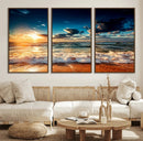 Golden Hour Sunset Over Ocean Waves Wall Art Canvas Print | by MyGreatCanvas | Canvas Wall Art Prints | Photo Prints & Wall Decor