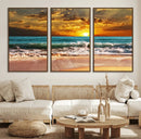 Golden Sunset Beach Canvas Wall Art – Triptych Seascape by MyGreatCanvas | Canvas Wall Art Prints | Photo Prints & Wall Decor