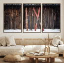 Vintage Ski Gear Canvas Print, Vintage Ski Gear Against