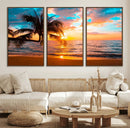 Palm Tree Sunset On The Beach Wall Art Canvas, Framed Palm by MyGreatCanvas | Canvas Wall Art Prints | Photo Prints & Wall Decor