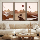 Boho Wall Art Canvas Print Set Mid-Century Prints Bohemian