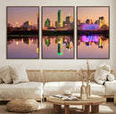 Colorful Dallas City Lights Night Skyline Wall Art Print