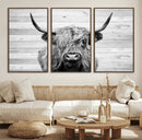 Scottish Highland Cow Cattle Art Print on Wood Background by MyGreatCanvas | Canvas Wall Art Prints | Photo Prints & Wall Decor